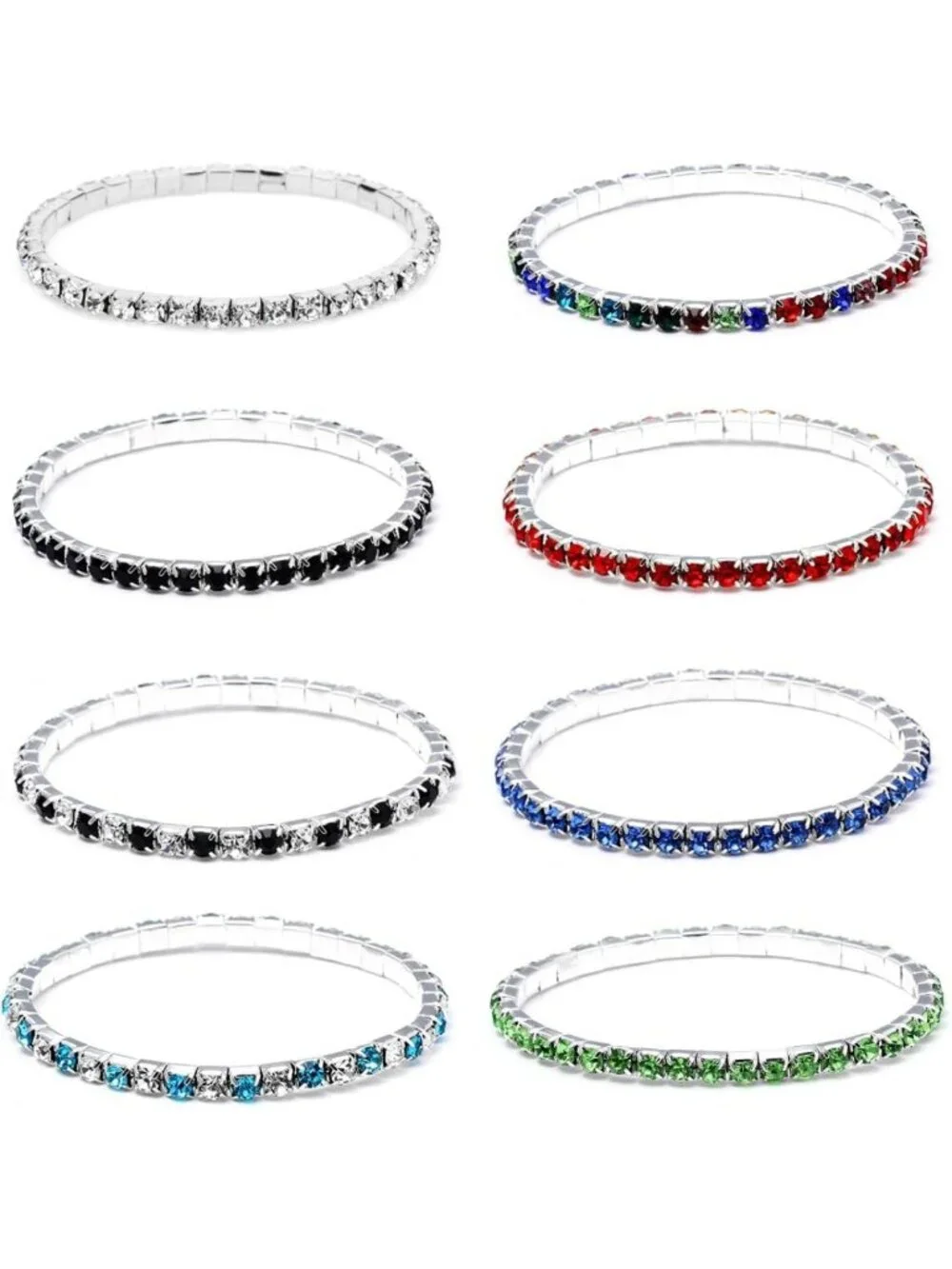 Sparkle Multicolor Rhinestone Stackable Stretch Bracelets for Women - Fashion